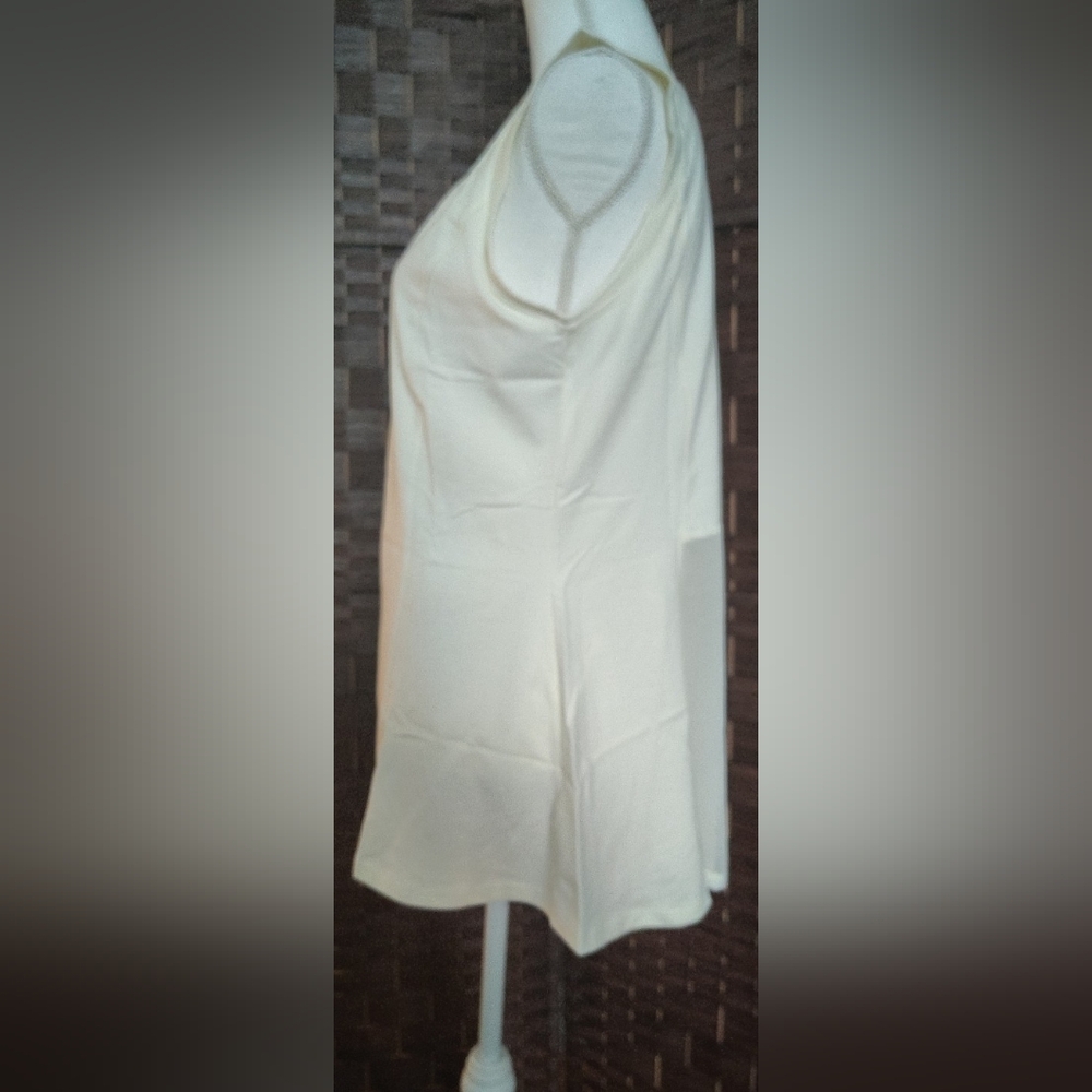 Kathleen Kirkwood‎ Swing Cami Sheer Georgette Back Peplum Pleated Tank Top Ivory - Picture 10 of 11